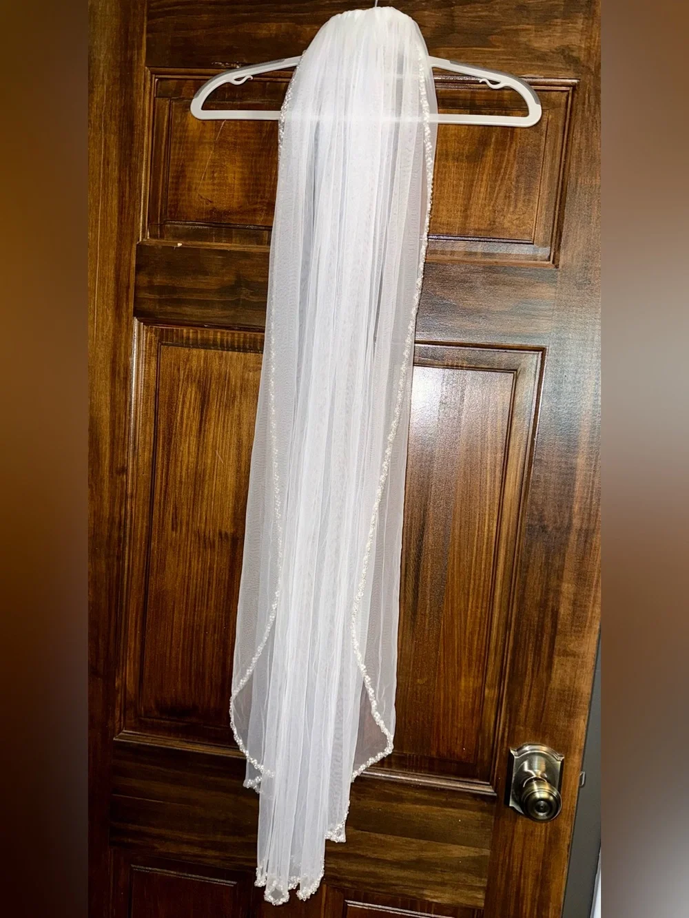 Bridal Pearl Beaded Veil - Knee length 45